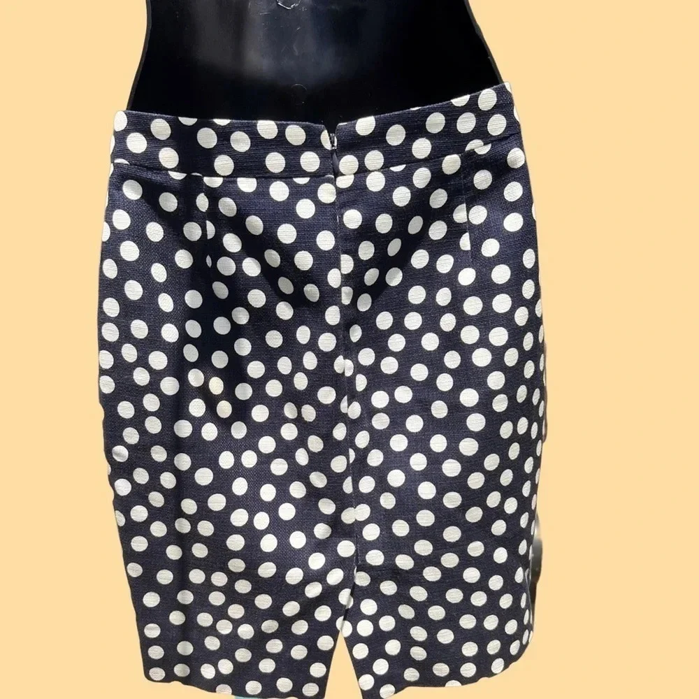 J. Crew Navy Blue and White The Pencil Polka Dot Pencil Skirt